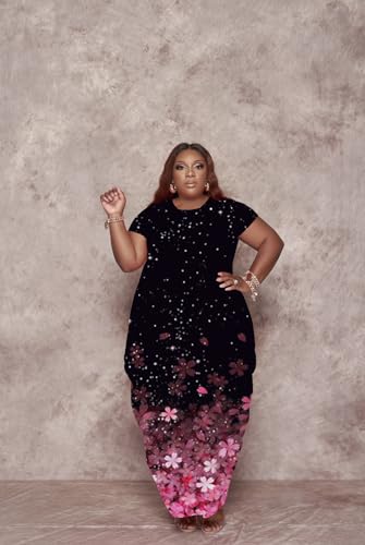 Image of YeGine Oversize Tshirt Dress Plus Size Short Sleeve Maxi Dress with Pockets