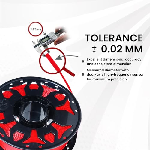 Image of WOL3D PLA PRO+ (Candy Red) 3D Printer Filament Roll, 1kg Net Weight, Greater Flexibility, Eco-Friendly, Low Warping Output, 1.75mm Diameter ±0.02mm Accuracy, Ideal for DIY Makers, Compatible