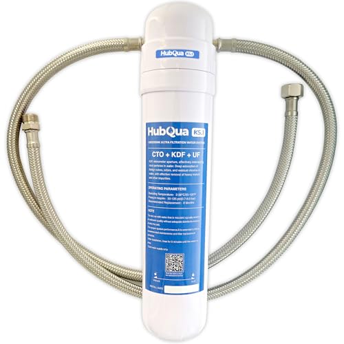 HubQua K5.1 - Untertisch Wasserfilter Trinkwasser gegen Kalk und Chlor, NSF Zertifiziert, Kompaktes 3-in-1-Filtersystem mit Aktivkohle, 6 Monate Nutzung, Spart Platz, Wasser und Kosten