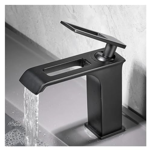 Robinet de lavabo noir en laiton massif au design épuré chic