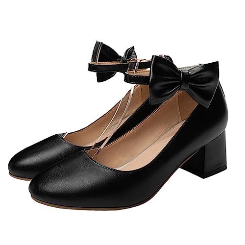 Chaussures à talons épais FOMIYES avec nœud élégant et bout profond pour marche quotidienne