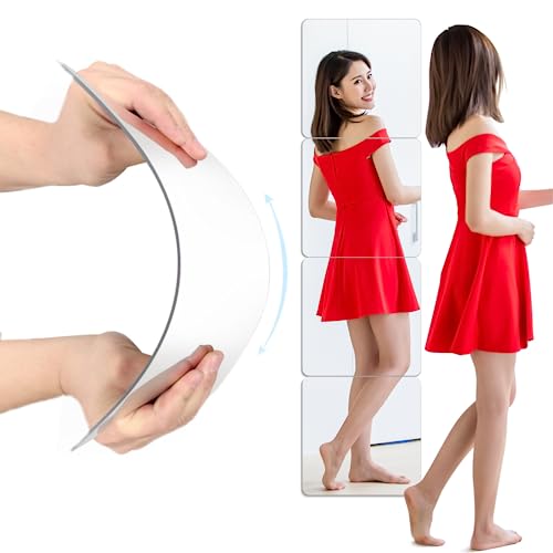 Wildhorse 【割れない鏡】全身鏡 姿見鏡 貼る鏡 壁鏡 壁掛け アクリルミラー ウォールミラー 割れないミラー 飛散防止 日本語取説付 (30x30cm 4枚セット) 角丸