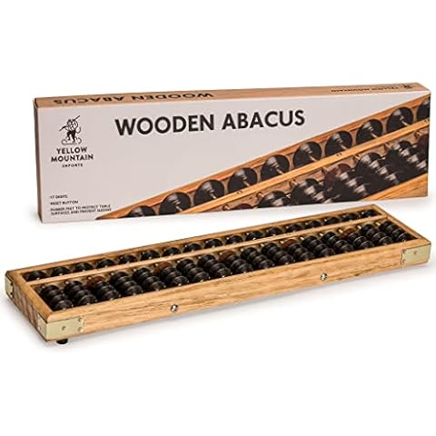 Yellow Mountain Imports Vintage Style Wooden Abacus - 35.3 centimeters - Professional 17 Column Soroban Calculator with Reset Button - Made Cover