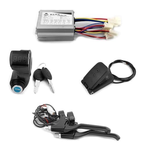 L-faster 24V 36V 350W Brushed Motor Controller Kit with Key Switch Throttle Aluminium Brake Lever for Electrical Scooter Bicycle Motor (Braker Pedal Throttle kit, 24V 350W)