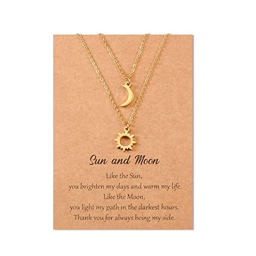 SUNSH Sonne und Mond Halskette für Frauen Teens Mädchen Mutter Tochter Halskette beste Freundin Halsketten Freundschaft Bessties Set Schwester Schmuck BFF Freundschaft Geschenke für sie 2PCS Gold