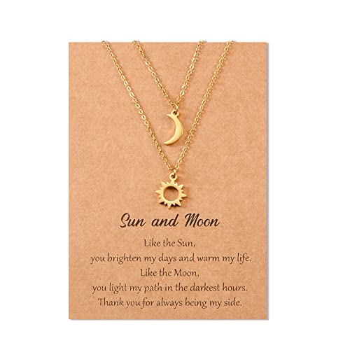SUNSH Collier Soleil et Lune pour Femmes Adolescentes Filles Collier Maman Fille Colliers de Meilleures Amies Bijoux de Soeur Cadeaux d'Amitié pour Elle 2PCS...