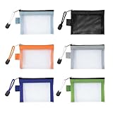 Nzexlyva 6 Pcs Small Toiletries Pouch with Zip, Mesh Zipper Pouch Bags for Coin Bags, Travel Pouch, Small Toiletry Bag, Travel Minis, Portable Organiser for Lipstick, Data Cable, Headphones
