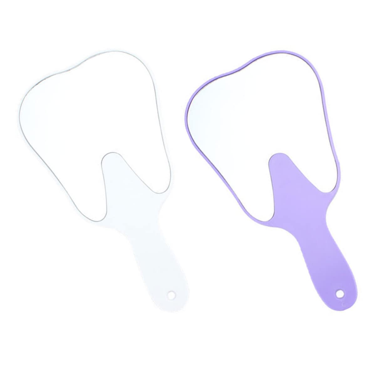 Miroir à main forme dent en plastique lavable et verre clair hautement réutilisable