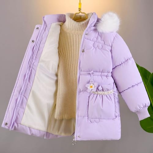 Beessbest Girls' Long Hooded Puffer Jacket Flower Winter Thicken Padded Down Coat Kids Water Resistant Quilted Puffer Coat3