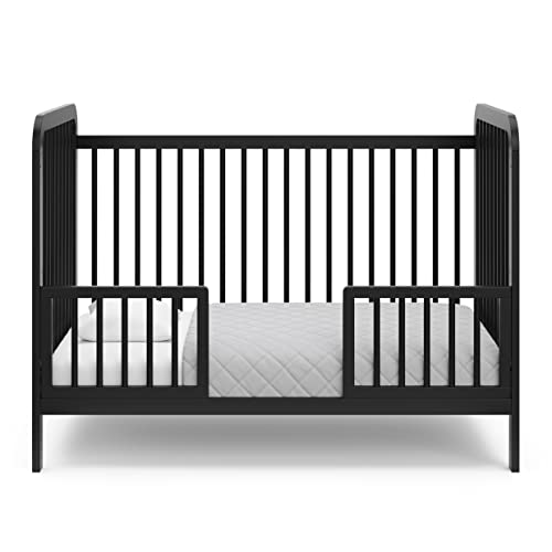Image of Storkcraft & Graco Toddler Safety Guardrail Kit with Dowels (Black) - GREENGUARD Gold Certified, Converts Compatible Storkcraft & Graco Crib to Toddler Bed, Kit Includes 2 Toddler Guardrails