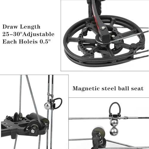 Poearcus Archery Compound Bow Set 40-70lbs Adjustable Steel Ball and Arrow Dual Purpose Bow Hunting Bows for Shooting Bowfishing Targeting Let-off:80% - Image 5