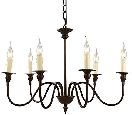 LNC 25.6" Farmhouse Chandelier, 6-Light Fixture for Dining & Living Room, Foyer, Entryway and Bedroom (Oil Rubbed Brown)