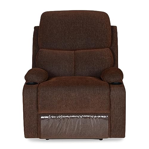 Image of Torque - Simon 1 Seater Fabric Manual Recliner | Recliner Sofa /Chair for Living Room, Bedroom, Office (Brown) | 1 Year Warranty