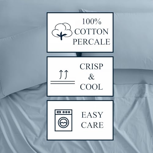 Image of CANNON Solid Percale Black 5 Piece Split King Sheet Set