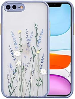 Ownest Compatible with iPhone 7 Plus/8 Plus Case with Clear Flower Frosted PC Back 3D Floral Girls Woman and Soft TPU Bumper Protective Silicone Slim Case for iPhone 7 Plus/8 Plus-Purple
