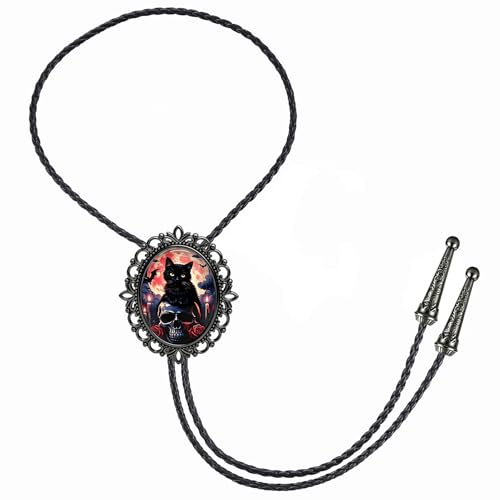 Image of Jeilwiy Bolo Tie for Men Western Cowboy Gothic Bolo Tie Necklace Halloween | Glow in Dark Bolo Tie for Men Women, 3D Halloween Bolo Tie, Gothic Western Ties, String Ties for Men Rodeo Leather Necktie