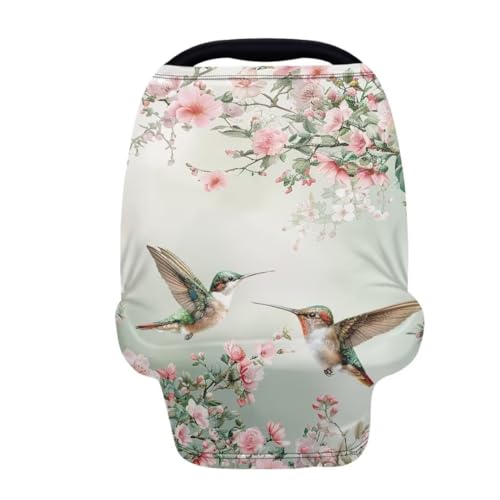 Image of Coldinair Hummingbird Flower Car Seat Covers for Babies Girls,Super Soft Comfortable Nursing Covers,Multi-use