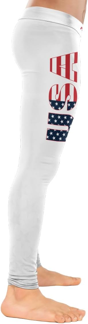 FORMONIES Men’s Patriot Compression Spats – MMA Grappling Leggings for BJJ Wrestling Gym Workout Jiu Jitsu Training Tights