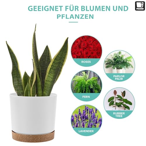 Pot de fleurs blanc ø 24 cm en plastique mat pour plantes lot de 2