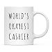 Andaz Press Funny 11oz. Coffee Mug Gag Gift, Playful, World's Okayest Cashier, 1-Pack with Gift Box