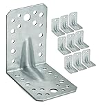 OMIDEAS 10 x Angle Brackets (90 x 90 x 65 x 2) Heavy Duty Corner Sleeper Bracket with Beading Timber Wood Metal Joining Fixing L Galvanised Steel Sheet Connector