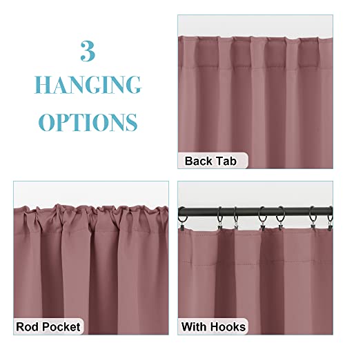 Image of RYB HOME Small Window Curtains - Blackout Insualting Privacy Curtains for Kids Bedroom Kitchen Bathroom Basement Cafe Cabinet Tiers Drapes, 34 Width x 30 Length, 2 Panels, Wild Rose