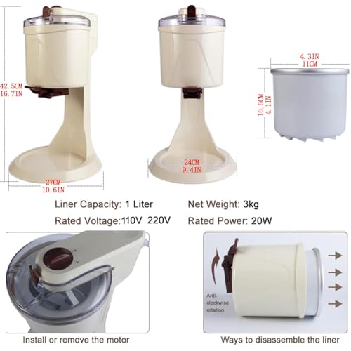 Automatische Softeis-Maschine, Softeis-Maschine, Schnell Machen Es In 10 Minuten, 1000ml Super Große Kapazität, 4D Double Mixing, Abnehmbare Körper, Leicht Zu Reinigen, Für Macht Sorbet Obst Behandelt – Bild 6