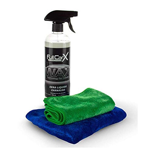 AutoFullCar- KIT CERA LÍQUIDA CARNAUBA FullCarX - Cera + 2 Paños Microfibra - LA MEJOR Y MAS TECNOLÓGICA CERA LÍQUIDA DEL MERCADO BOTE 750 ml