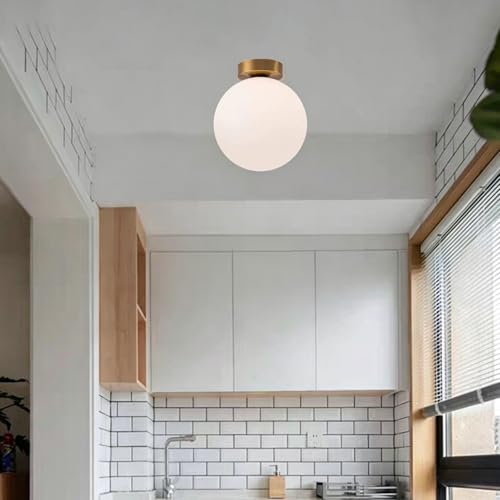 Lampe de plafond E27 en verre pour éclairer un couloir sombre avec un style rétro cuivré