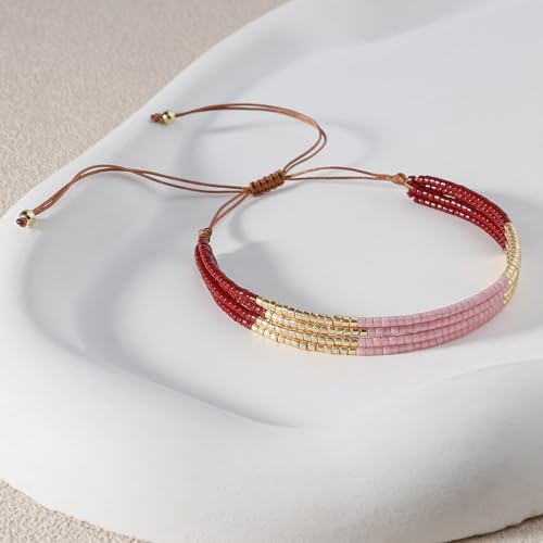 Image of KELITCH Layered Miyuki Beads Bracelets Adjustable Strand Bracelets Bangles Bohemian Style Summer