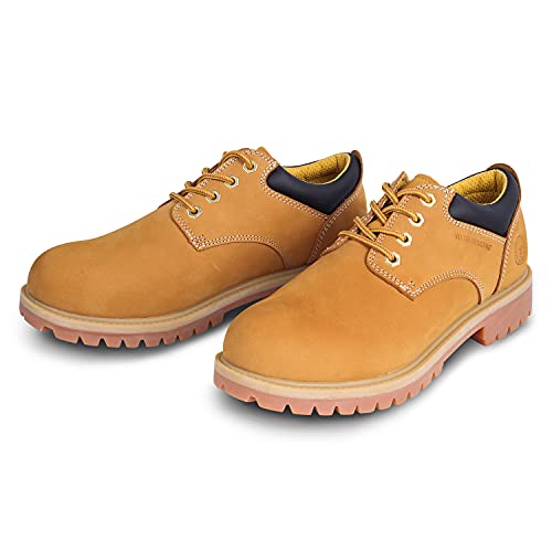 Jacata Men s Water Resistant Low Top Work Shoes Rubber Sole Construction Oil Resistant Utility Work Boots(Wheat,Size 8.5)