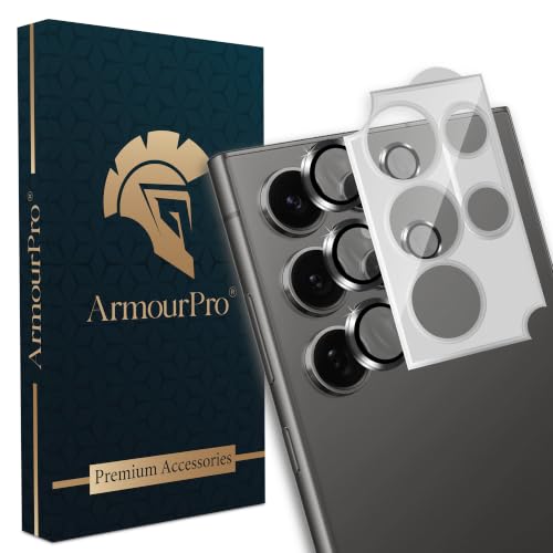 Image of ArmourPro Camera Lens Protector for Samsung Galaxy S24 Ultra with Auto Alignment Installation Frame, AR+AF Coated Tempered Glass Camera Rings, Anti-Scratch, Case Friendly | Black