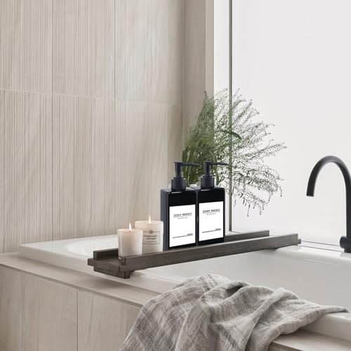 Roselee 4er Seifenspender Schwarz Set, 500ml Seifenspender Dusche Kunststoff Shampoo Flaschen Zum Befüllen mit Trichter und Wasserdichten Etiketten Shampoo Spender für Küche Badezimmer Bad