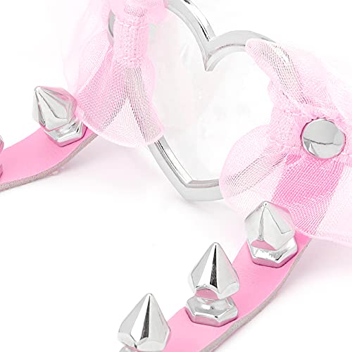 Eigso Velvet Gothic Garter for Women Heart Leg Ring with Rivets Elastic Lace Bracelets Choker Set4