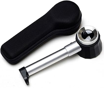 Handheld LED Magnifier 10X Optical Glass Magnifying Glass with Light Scale Magnifying Jewelry Loupe with Storage Case