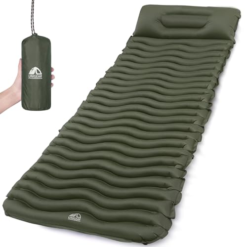 Unigear Matelas gonflable de camping ultra léger imperméable et antidérapant, vert foncé
