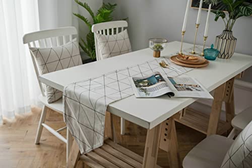 Chemin de Table de Noël Lin et Coton Blanc Rectangle 30x180 Nappe Chemin de Table