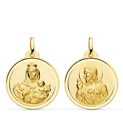 Medalla Escapulario Virgen Carmen Oro 18 Kilates 22mm