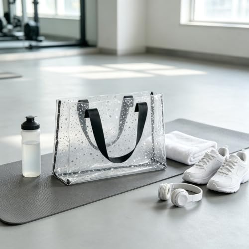 Image of Clear Large Tote Bag - Versatile, Waterproof, Stain Resistant, Transparent Shoulder Tote Bag for Work
