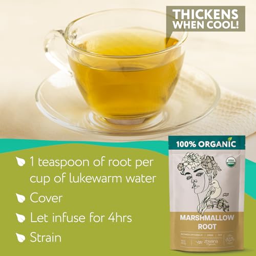 Zhivana Organics Marshmallow Root Tea, Marshmallow Tea , Marshmellow Root, Althea Root, Throat Coat Tea – 10oz (makes 95 cups)