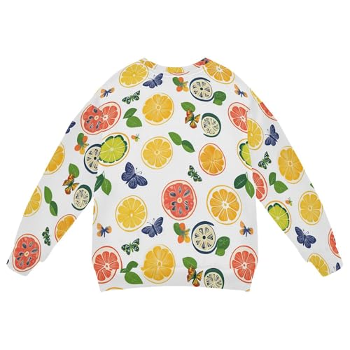 JUNZAN Cute Kumquat Fruit White Big Boys Sweatshirts Hoodies Crewneck Outerwear for Kids Party 4T2