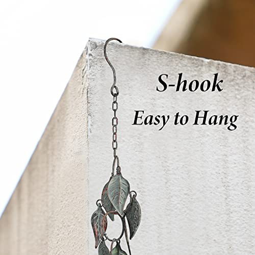 8.5 FT Rain Chain, Rain Chains for Gutters, Metal Rain Chain Downspouts, Circle with Leaves Rain Gutter Chains, Metal Rain Catcher for Outside, Decorative Your House and Garden, Verdigris - Image 4