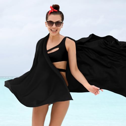 2 Pcs Sun Shawl for Women UV Sun Protection UPF 50+ Beach Travel Shawl Wraps Travel Summer Scarf White Black UV Protection Cover up Clothing for Swimming Outdoor Beach Essentials(Black,White)4