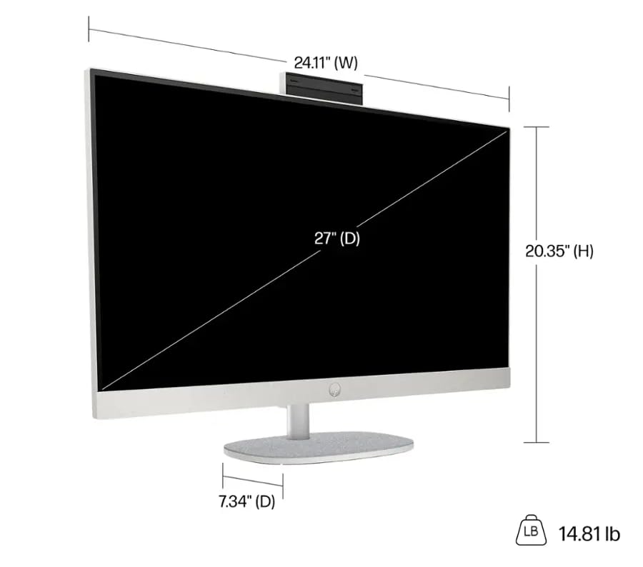 Image of Customized Desktop Computer, Created Using HP 27 inch FHD Touchscreen All-in-One Desktop Computer, Intel 12-Core Ultra 7 155U Processor, 8GB /16GB /32GB /64GB RAM, 256GB /512GB /1TB /2TB SSD, Windows 11, White