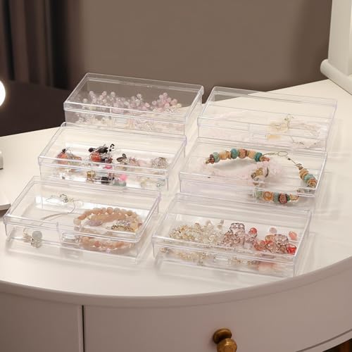 Image of Goodma 8 Pieces Rectangular Clear Plastic Organizer Box, 135 x 80 x 30 mm | 135 x 80 x 30 mm, Hinged Lids, For Small Items, Craft Projects