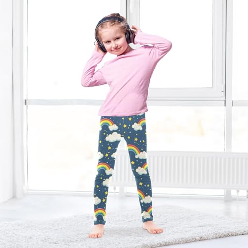 Girls Leggings Cute Rainbow Clouds Stars Soft Toddler Leggings for Girls Kids Pants Size 4T-10T4