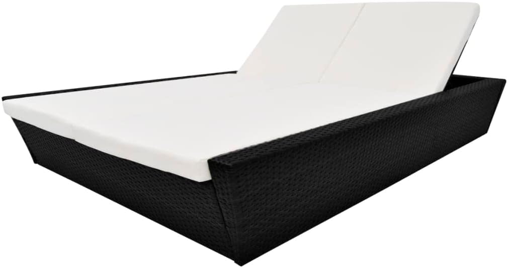 vidaXL Sonnenliege Gartenliege Gartenmöbel Liege Strandliege Relaxliege Freizeitliege Liegestuhl Rattanmöbel Rattanliege Poly Rattan Schwarz