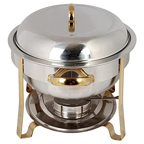 210 Edelstahl Chafing Dish Buffetwärmer-Set, 6 Quart Ovaler Käfer Essen Erwärmen Container Mit Goldenen Akzenten Buffet… – Bild 3