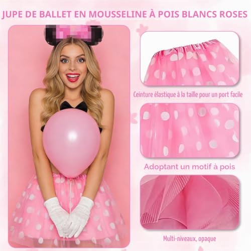 Yi'antai Costume de Souris pour Femme, Deguisement Mouse Femme, Costume de Mini Souris avec Tutu Rouge, Serre-Tête Mini Souris, Costume Adulte pour Carnaval, Fête Costumée (C) – vue 3
