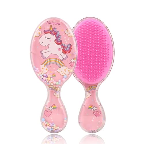 FAINCA 2 Piezas Peine Niña, Unicornio Cepillo Desenredante, Peine Desenredante, Niños Mojados y Secos Peine Pelo, Cepillo Pelo Niña, para Rizado, Pelo liso, Pelo CortoTodo Tipo de Cabello (Rosa)